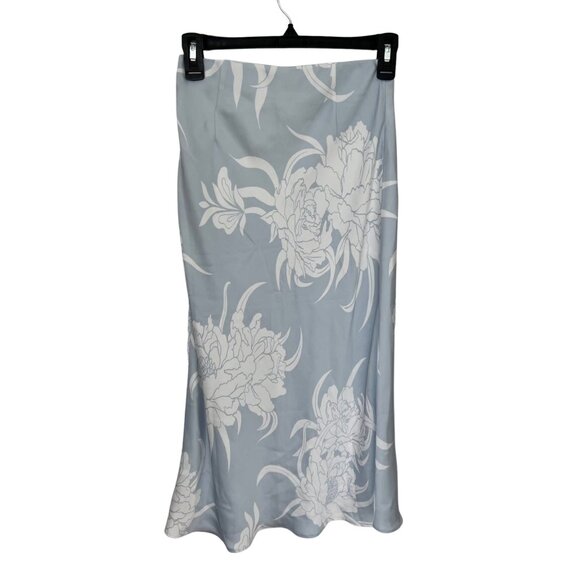 Aritiza Babaton satin slip midi skirt in colour cement bl/summer snow size 12 - Picture 3 of 9